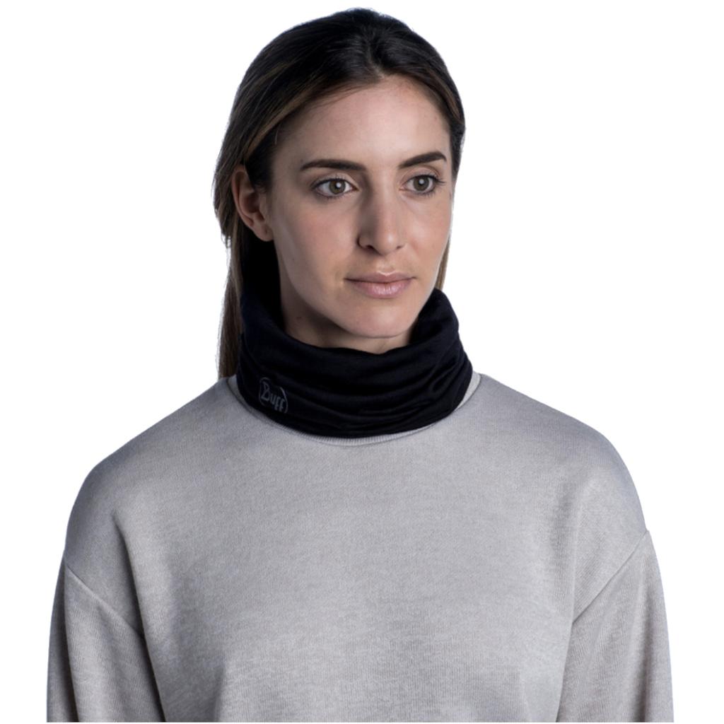 BUFF Merino Lightweight Tube Scarf, Unisex Black Neck Warmer