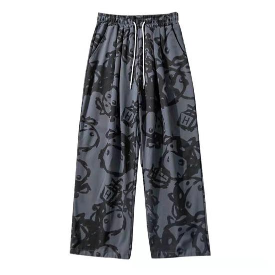 2025 Новые модные мужские брюки, модные повседневные брюки на шнурке, ретро-прямые широкие повседневные брюки