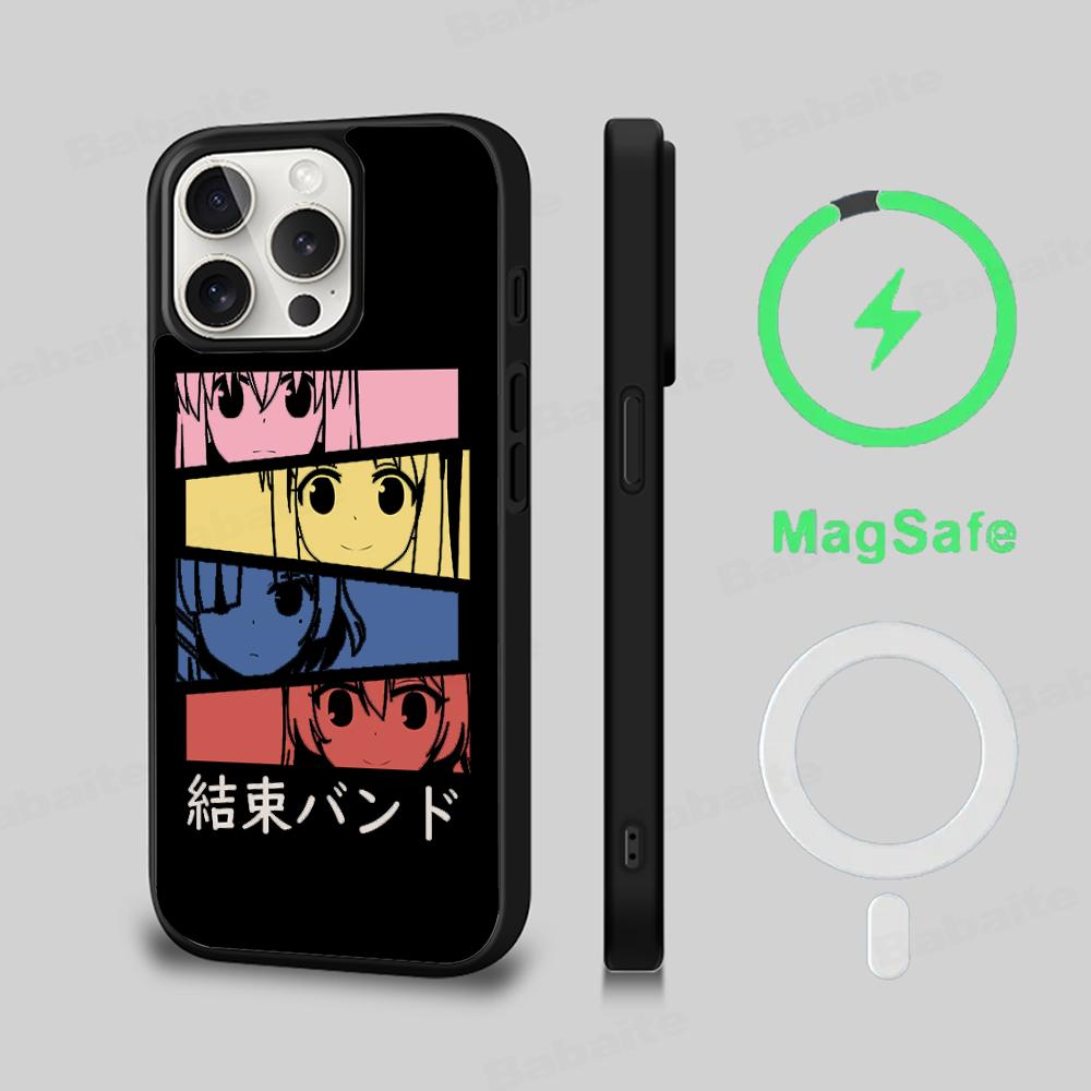 Anime B-Bocchi The Rock Phone Case Magnetic Case For IPhone 16 14 13 12 11 15 Pro Max Plus For Magsafe Wireless Charge Cover