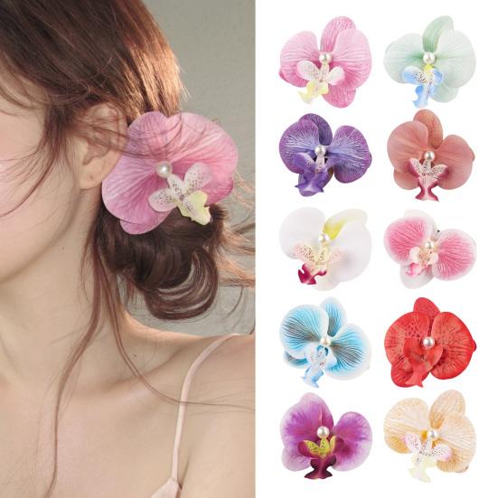 Искусственная заколка для волос в виде орхидеи-мотылька, богемный гавайский искусственный жемчуг, имитация цветка, зажим для волос в виде утконоса, заколка для волос, женские аксессуары для волос, головной убор