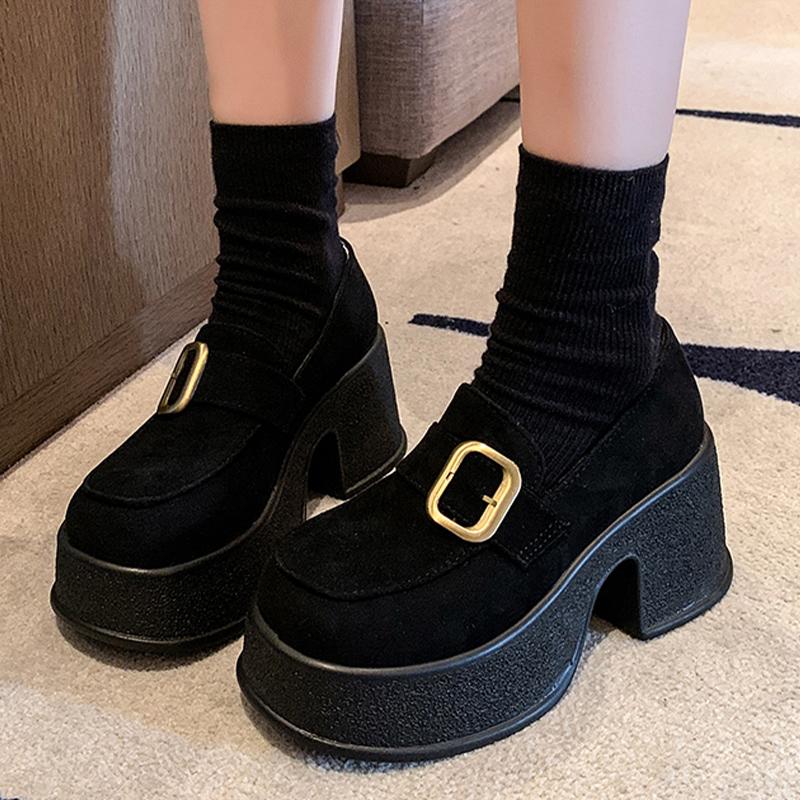 Women Platform Loafers Shoes High Heels Fashion Pumps Suefe Chunky Winter Shoes 2024 Trend Designer Dress New Zapatillas Ladies