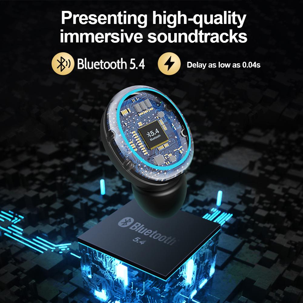 Беспроводная Bluetooth 5.4 Мини-гарнитура маленькие наушники-вкладыши для сна, работы, спорта, невидимые наушники HD HIFI бас-звук качественные наушники