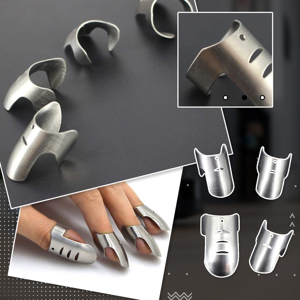 Syuanmuer 4pcs Kitchen Stainless Steel Finger Nail Protector HSlice Knife Tool, Kitchen Finger Cutting Protecto