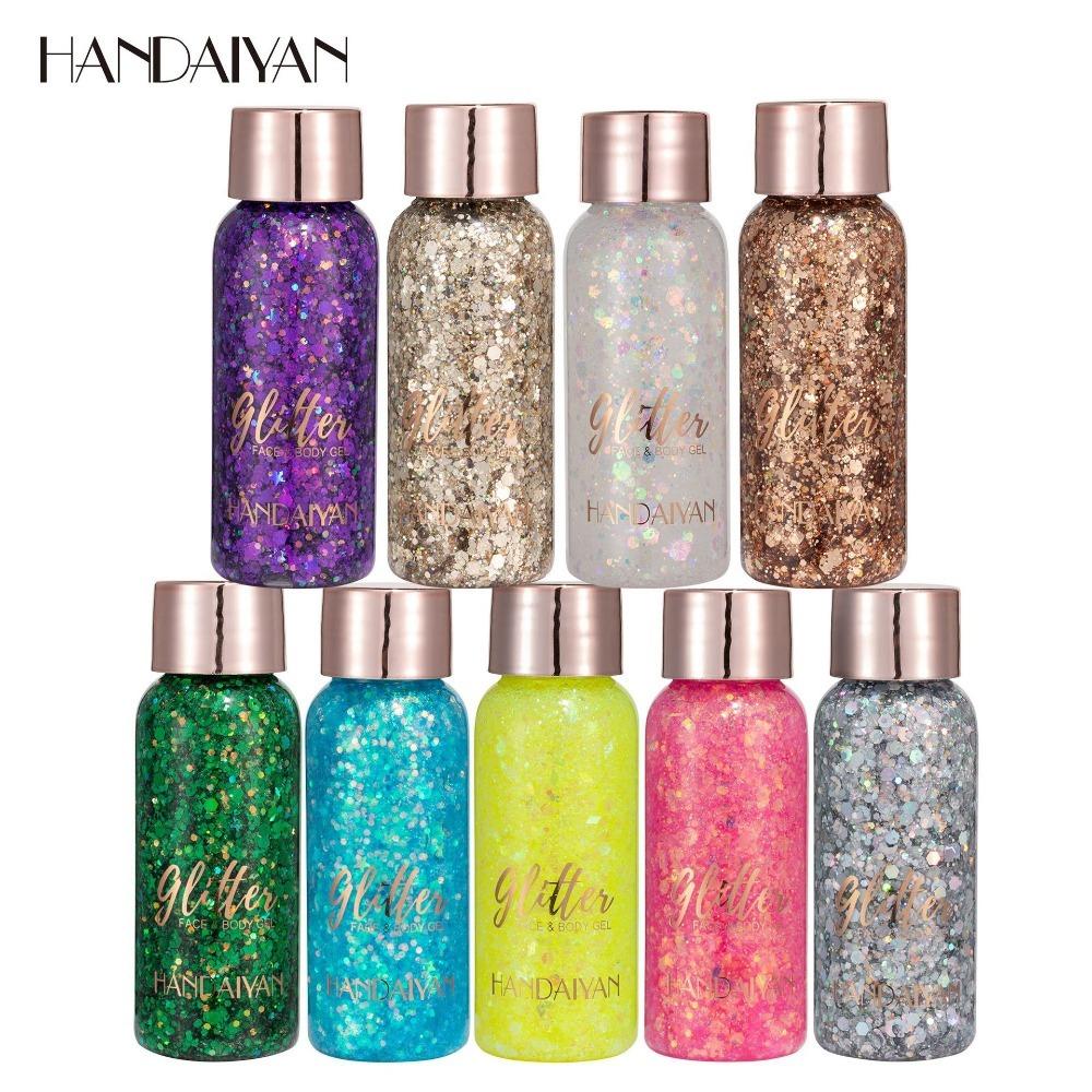 HANDAIYAN Nine -color Big Sequins Gel Eyes Shadow Mermaid Face Sequins Body Milk Performance Stage Nightclub Makeup