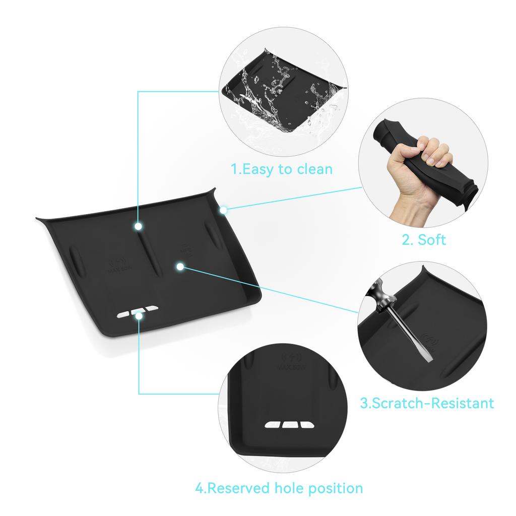 For BYD Sealion 07 EV 2025 2025 Car Anti-Slip Pad Interior Accessories Center Console Silicone Wireless Charging Pad Black