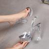 Women's Catwalk Transparent Slippers with High Heels