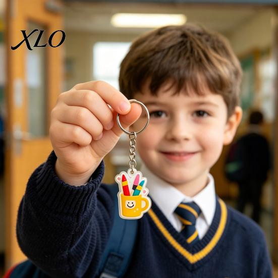 Kids Acrylic Keychain 8Pcs Back to School Set, Theme Keryring Set for Students, Decorative Accessories Bags & Backpack Kit
