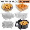 3Pcs Air Fryer Rack Stainless Steel Stackable Grid Grilling Rack For Air Fryer Basket Tray Air Fryer Accessories