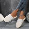 Warm Plush Shoes for Women Leisure Fluffy Fur Slippers Women Flat Low Heels Covered Round Toe Platform Furry Slippers Shoes