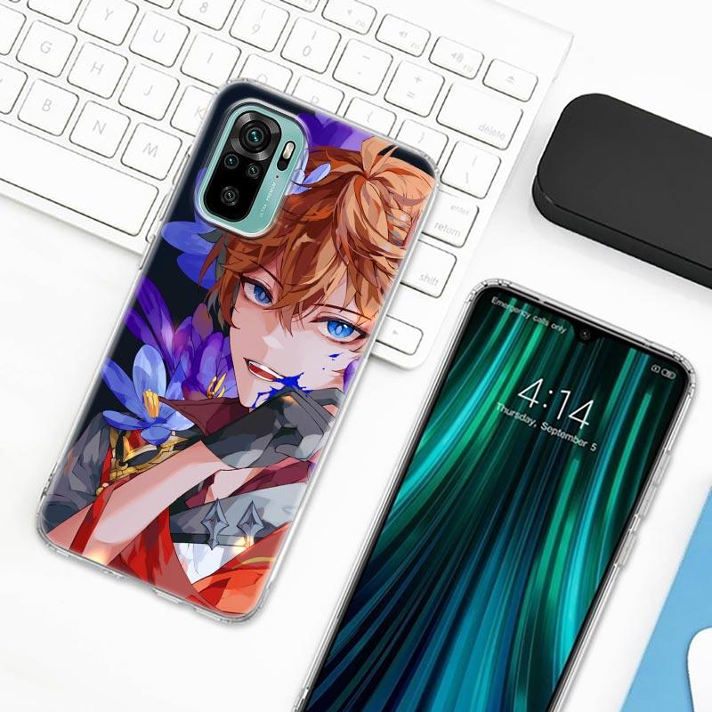 Чехол для игрового телефона Xiaomi Redmi Note 9s 8 11 7 9 10 s Pro 11s прозрачный чехол аниме Genshin Impact Flower красный чехол mi Note 8Pro K40