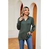 Spring and Autumn Women's Blouse Lapel Long Sleeve Button Loose Milled Long Sleeve Top