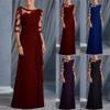 Women's Maxi Dresses Summer Casual Round Neck Short Sleeve Solid Long Dress