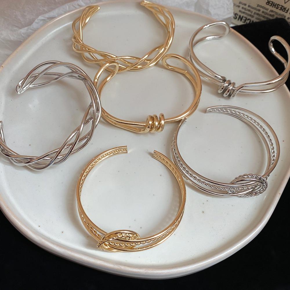 Железные браслеты-манжеты Золотой Серебряный Преувеличенный браслет Уникальный широкий открытый браслет Девушки