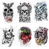 Ukiyo-E Painted Skull Prajna Tattoo Sticker Wake-Up Meaning Flower Arm Half Arm Water Transfer Waterproof Tattoo Sticker