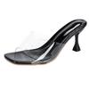 Hot   Summer Pumps Sandals PVC Jelly Slippers Open Toe High Heels Women Transparent Perspex  Shoes Heel Clear