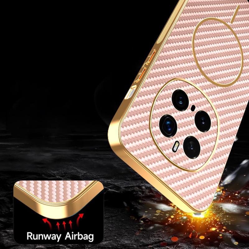 For Honor Magic7 Pro 5G Phone Case Carbon Fiber Textured Electroplated TPU Back Cover