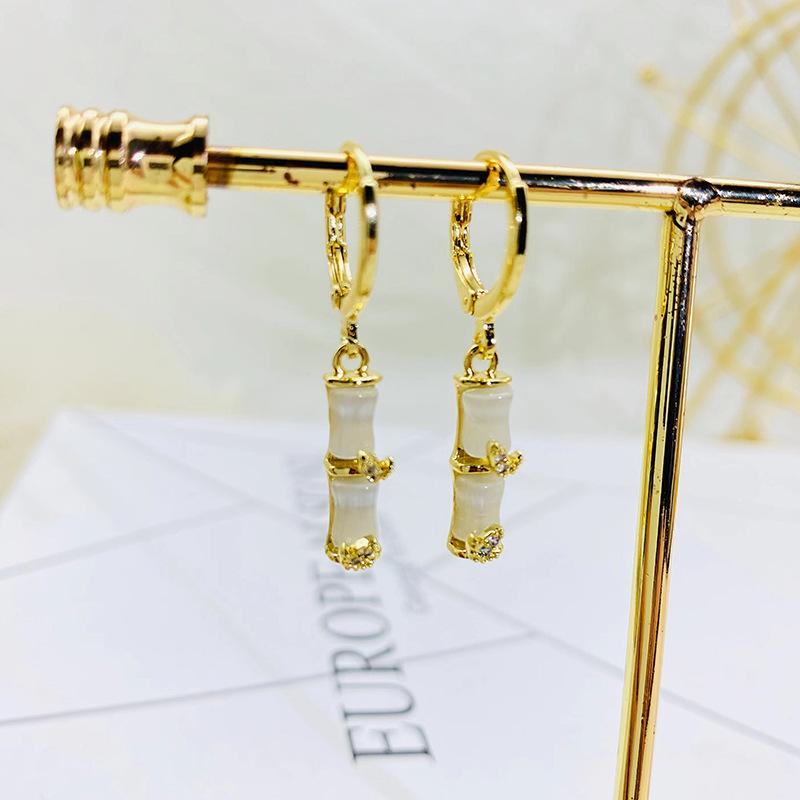 Серьги-подвески в форме бамбука в стиле ретро, роскошные женские аксессуары, серьги золотого цвета для вечеринки, модные украшения