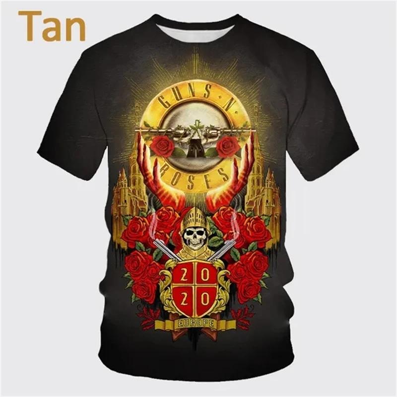 Новая летняя футболка Guns Rose Rock Band с 3D-печатью, мужская, с коротким рукавом, в стиле хип-хоп, унисекс, повседневная, модная, спортивная, панк-топы