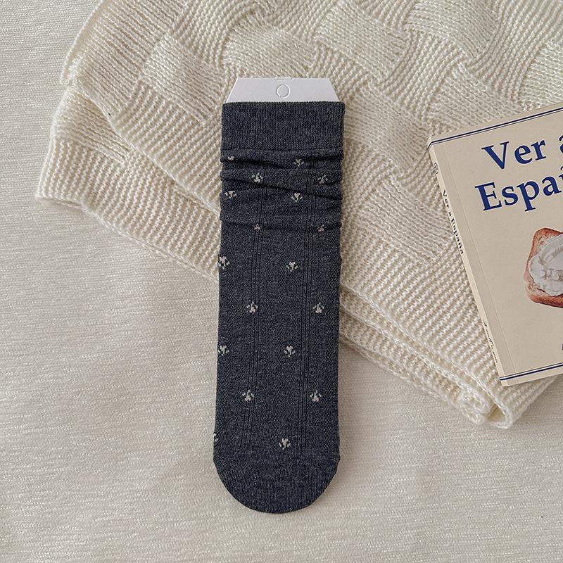 Women's Mid-calf Socks, Trendy Spring and Autumn Small Floral Women's Long Socks, Summer Thin Pile Socks, Long Calf