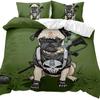 Dog Duvet Cover Set Lovely Pug Dog With Gun Bedding Set For Kids Teens Cartoon Pet Double Queen King Size Polyester Quilt Cover