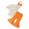 Infant Girls Easter Costume Short Sleeve Romper and Flare Pants Clothes Set