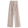 Petite Grey Glutinous Rice Style Straight Leg High Waist Pants (XS) - Women's Slim Fit, Wide Leg for Autumn/Spring