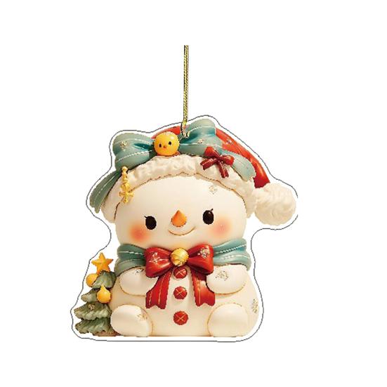 Рождественский автомобильный брелок 2D акриловый брелок Санта Олень Автомобильное зеркало Подвесное украшение Праздничный декор