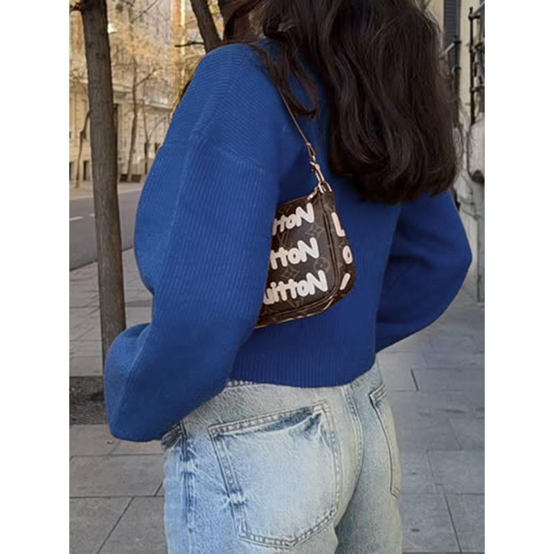 Simple Holiday Buttoned Woolen Long-sleeved Jacket Sweater for Women 2025 Autumn Winter