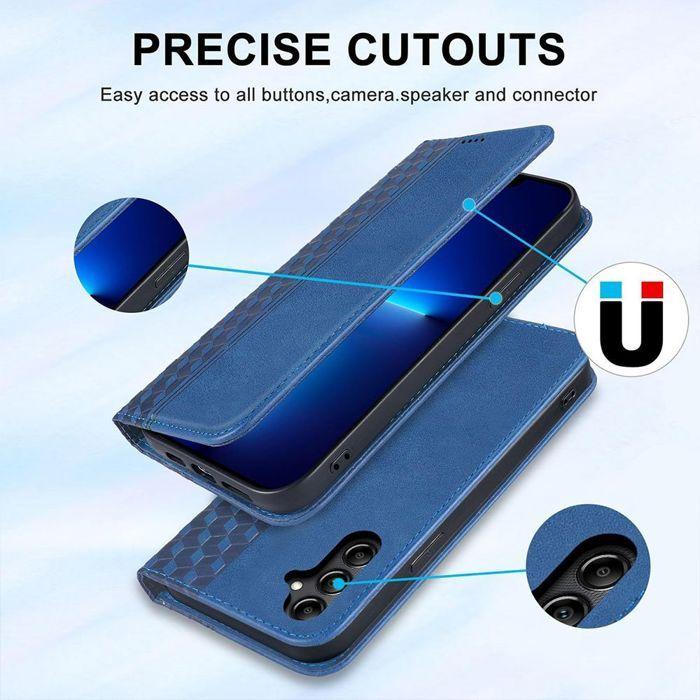 Coque de protection - BOOLING - pour Samsung Galaxy S25 Edge - fermeture magnétique- Effet Cuir - Bleu marine