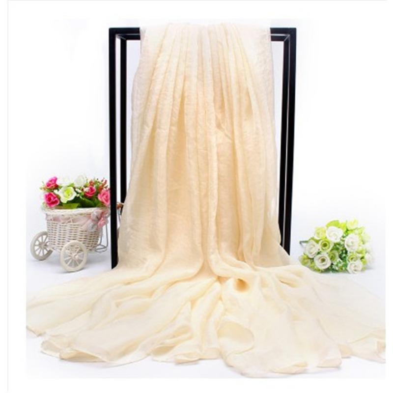 Очень большой искусственный шелковый шарф, однотонный шелковый шарф, пляжное полотенце на берегу моря, длинный весенне-осенний женский газовый шарф, шифоновый шарф для женщин