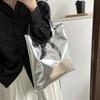 Женская сумка через плечо с гладкой глянцевой поверхностью, большая вместимость, однотонная застежка-молния, искусственная кожа, портативная легкая женская студенческая сумочка