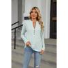 Spring and Autumn Women's Blouse V-neck Button Stripe Loose Long Sleeve Top