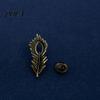 Women Lapel Pin Men Suit Pin, Feather Apricot Leaf Design Brooch Scarf Fixing Zinc Alloy for Shirt Collar Coat Cardigan