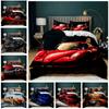 Race Car Bedding Set Twin Size Burning Red Flame Duvet Cover Set 3D Sports Car Duvet Cover 3Pcs Bedclothes King Duvet Cover