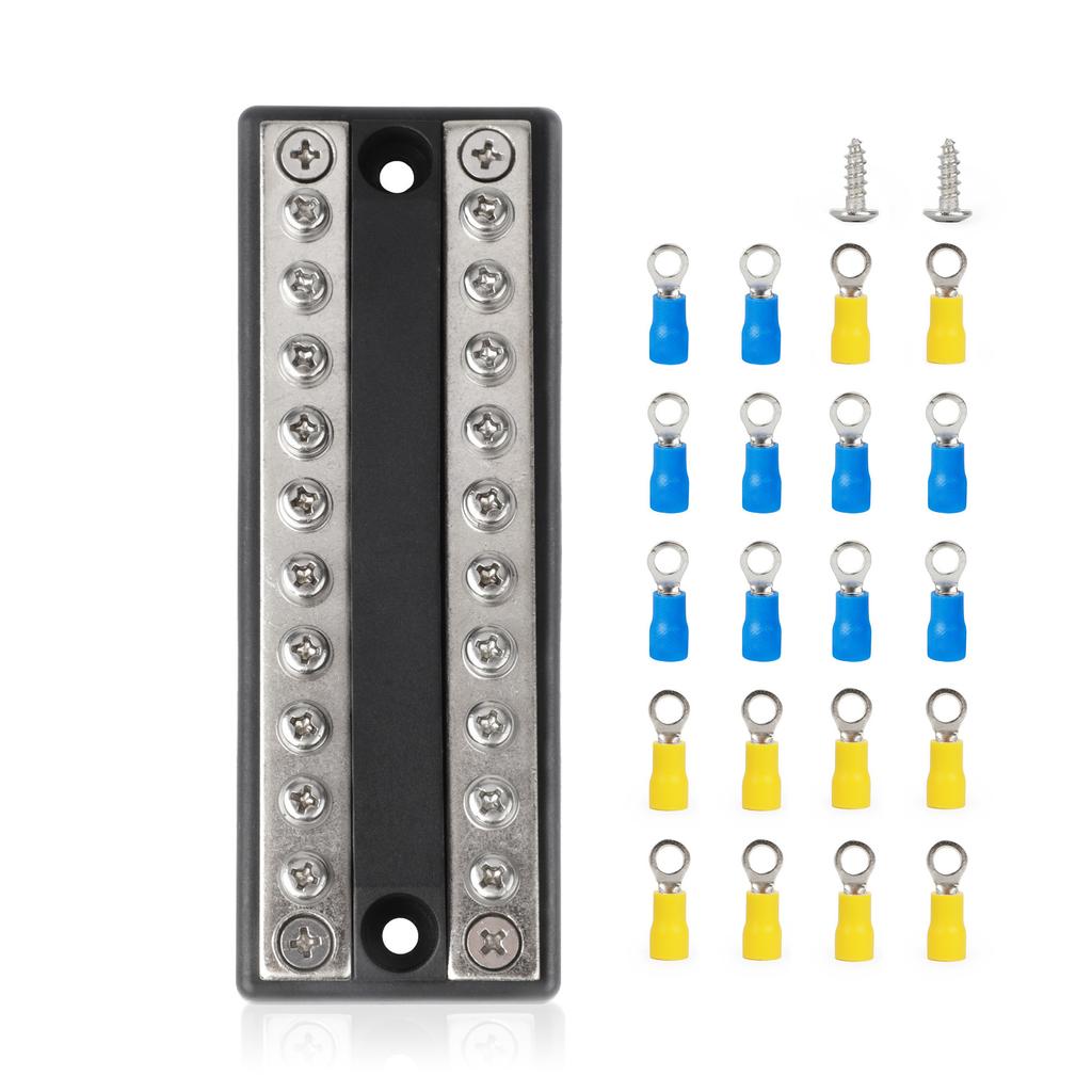 BusBar 100A 5 Circuit Dual Bus Bar Terminal Block Power Distribution Block 12V 24V 32V 48V DC For Car RV Truck Yacht Ship