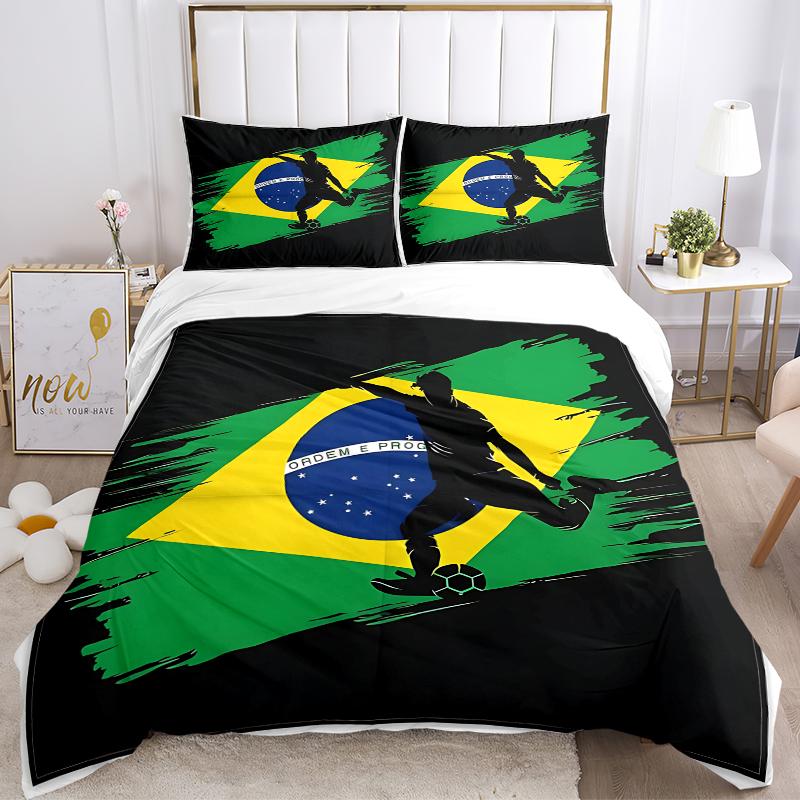3Pcs Brazilian Football Spirit Bedding Sets For All Sizes New 3D Printed Bed Cover Comforter Duvet Cover Pillowcase Bedroom Decoration