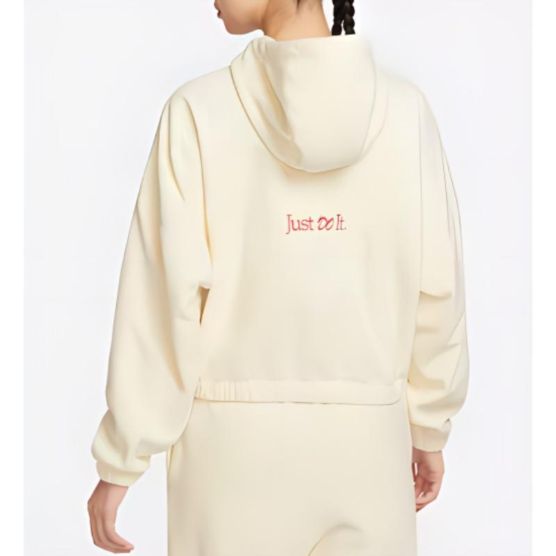 Nike Серия «Новый год дракона» FW23, год дракона CNY, спущенные плечи, свободная теплая флисовая куртка с капюшоном и молнией, женская верхняя одежда FZ6387-113