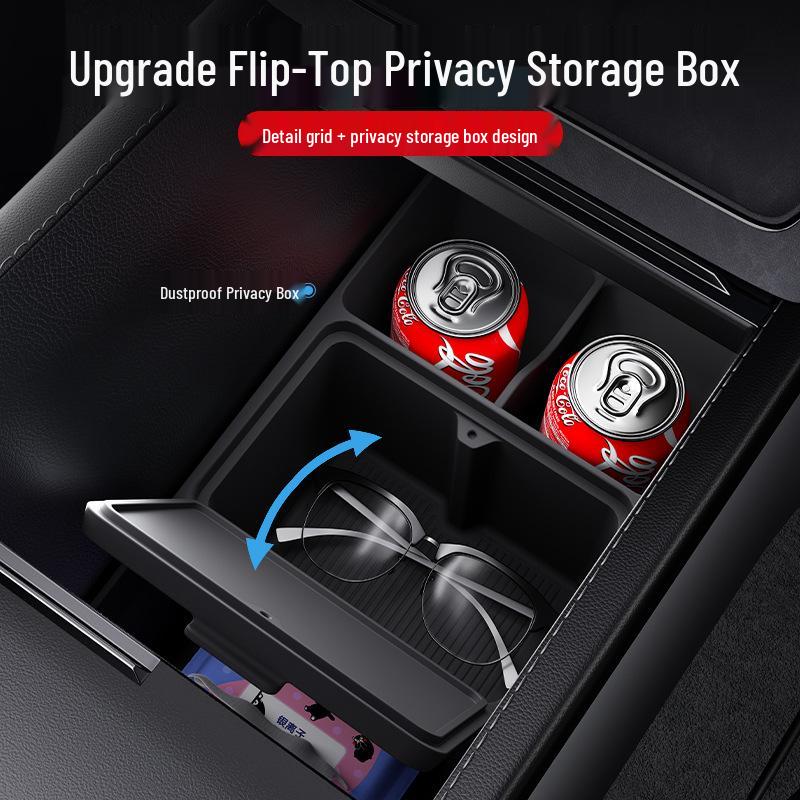 Tesla Central Console Storage Box: Original Car Color, Convenient Silicone Organizer for Lower Console Layer