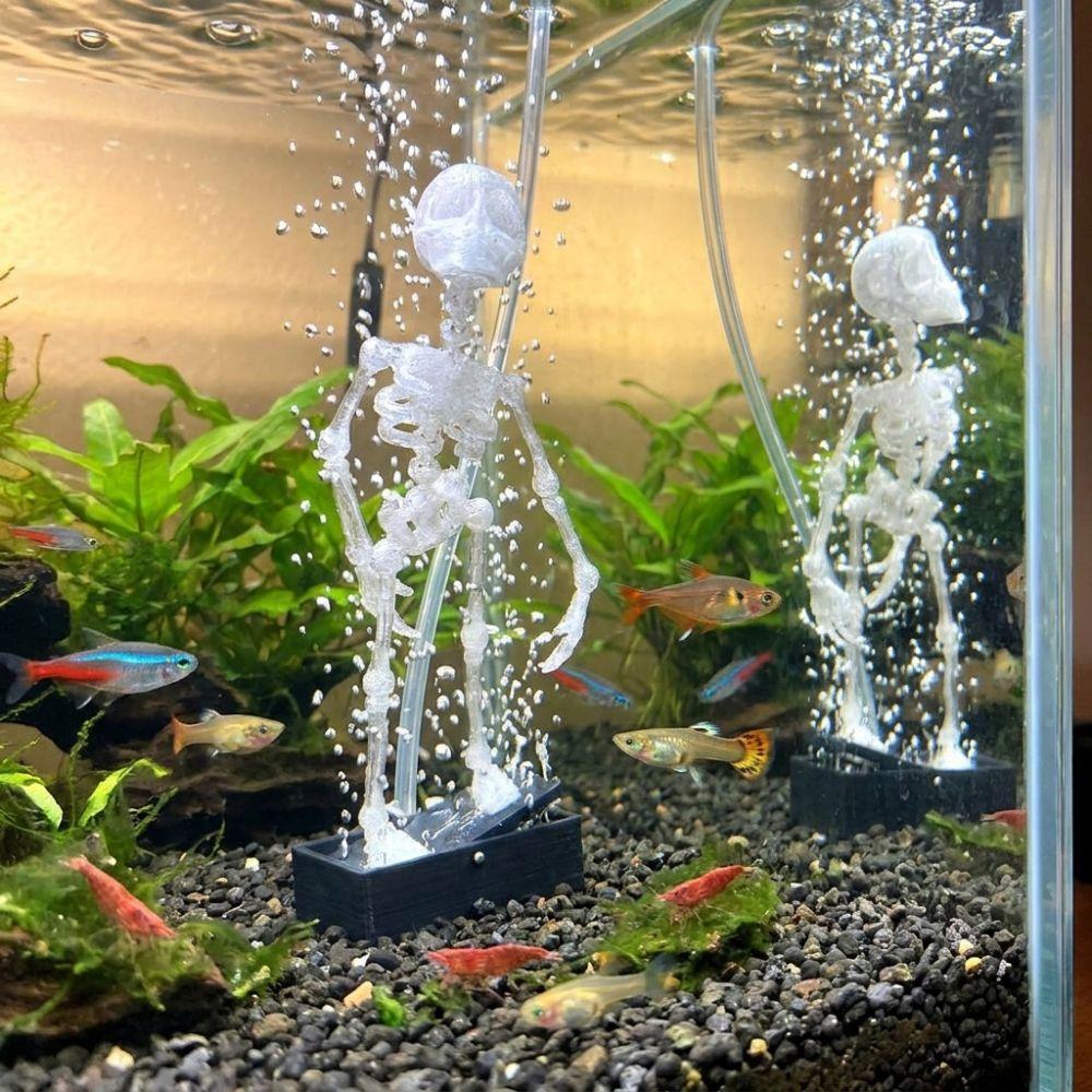 3D Printed Dancing Skeleton Aquarium Bubbler Air Driven Dynamic Skeleton Bubbler Halloween Decor