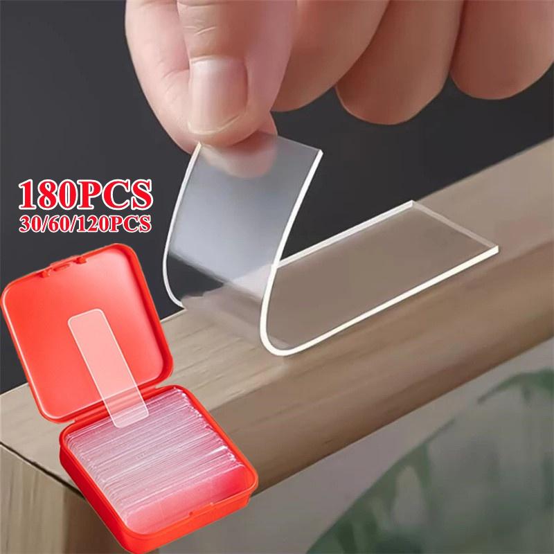 Двусторонняя клейкая лента с нано-основой - водонепроницаемая, съемная, многоразовая - 180 шт. в компактном футляре для стен, дерева, плитки, пластика, металла