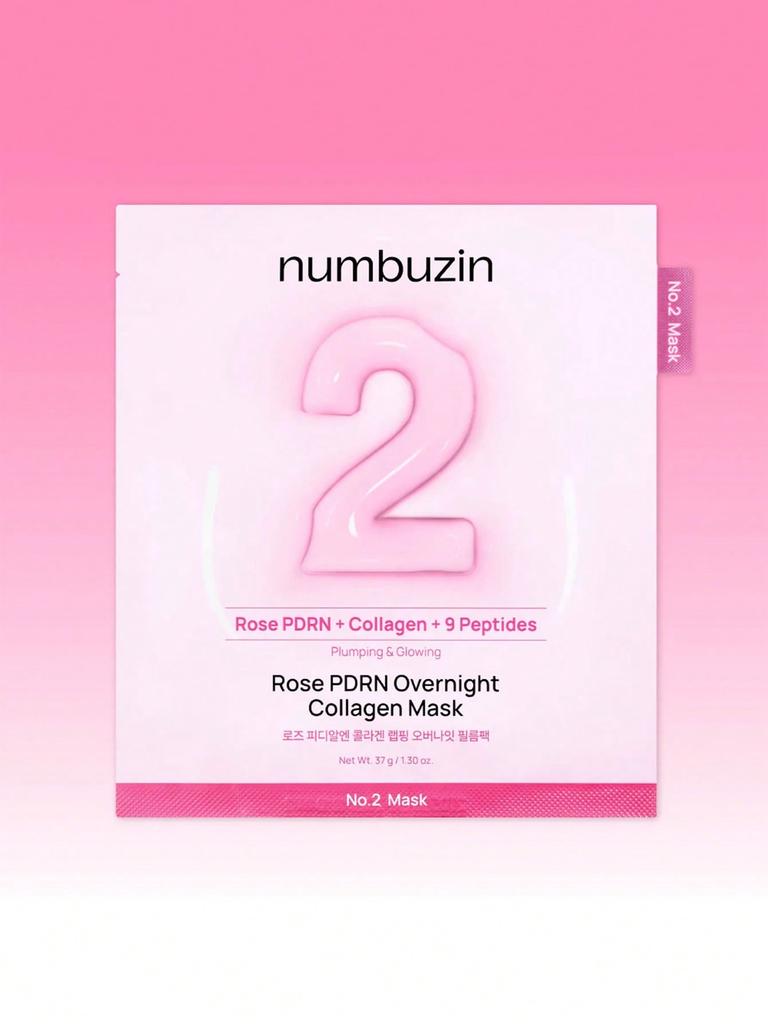 NUMBUZIN No. 2 Rose PDRN Collagen Wrapping Overnight Film Pack (5 Sheets), Hydrating Facial Mask, Rose Infused, 5 Sheets Per Pack, Korean Skincare