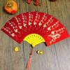 Traditional Fan Design Red Envelope 10 Cards Tassel Children's Money Bag Year of The Horse Blessing Spring Festival Red Wallet