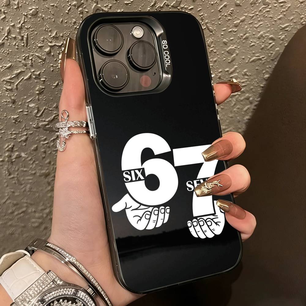 67 Шесть Семь-нн Чехол для телефона Для iPhone 17,16,15,14,13,12,11 Plus,Pro Max,XS,Красочный Серебристый Чехол для телефона Funda Cover