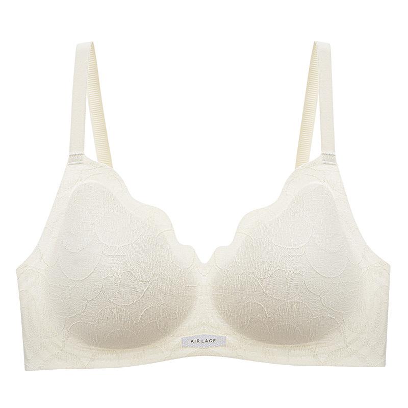 Traceless steel rim underwear women gather latex anti-sagging fixed cup adjustment new bra thin and comfortable