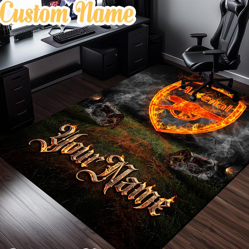 Custom Name Arsenal Football Club Crest Rug, Office Rug, Chair Rug, Carpet for Living Rooms, Doormat Game Rug Home Decor Christmas Gifts