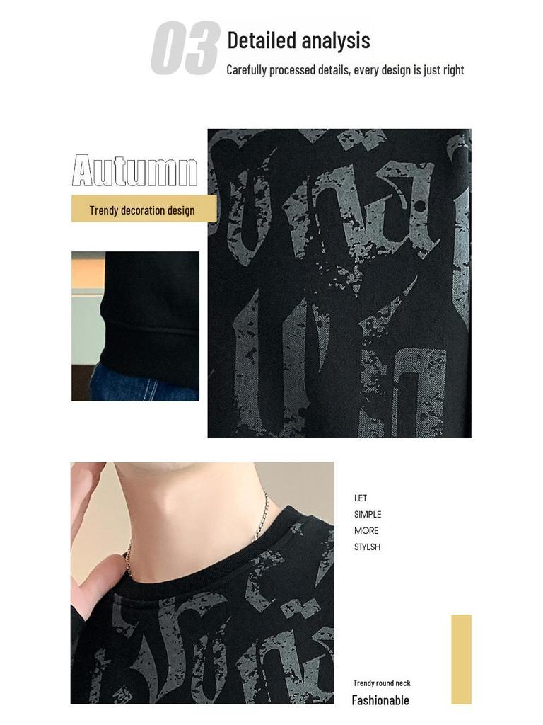 Мужской вязаный свитер из плюша с длинными рукавами — повседневный осенне-зимний свитер с круглым вырезом, свободный модный топ.