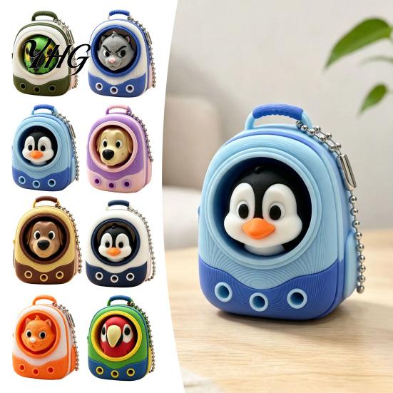 Anxiety Relief Tools Animal Backpack Clicker Fidget Toy, Dog Cat Penguin Parrot Finger Clicker, Stress Handbag Decorative Accessory Desktop Reliever