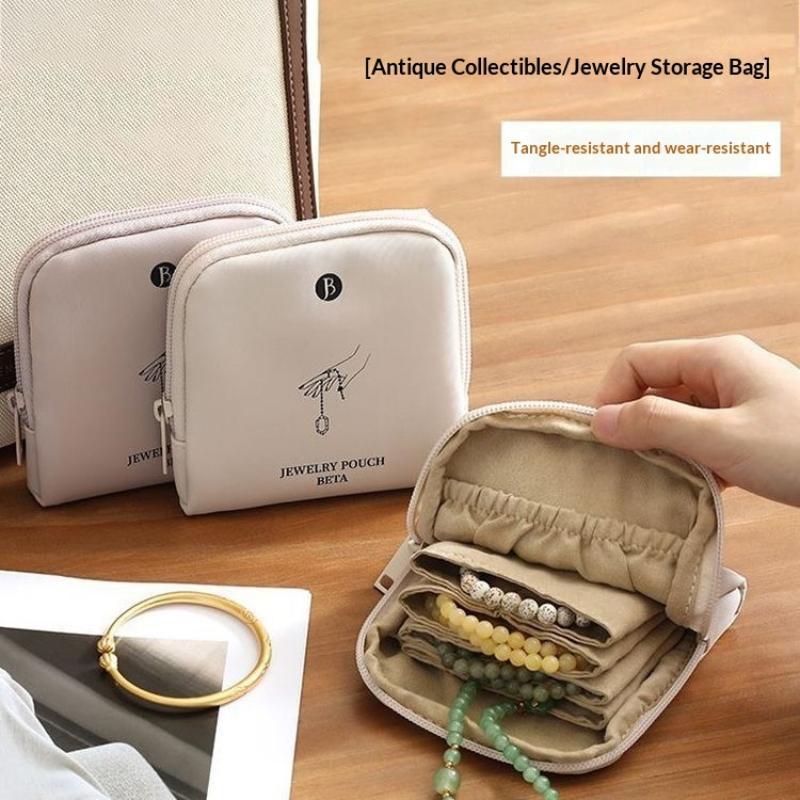 N$ Portable PU Leather Jewelry Storage Pouch Multi Compartments Soft Lining For Travel Daily Use Storing Jewelry
