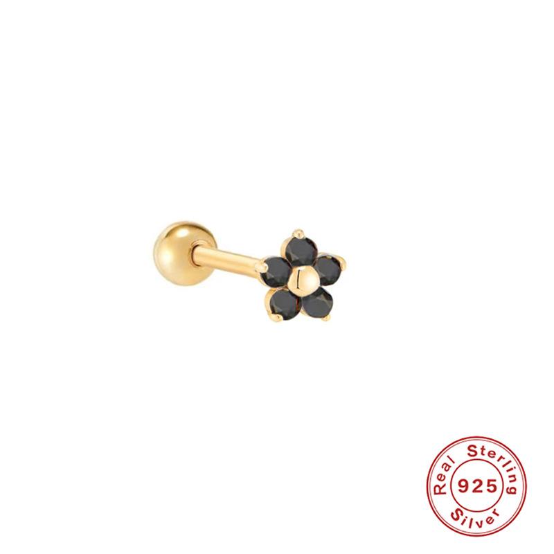 Легкие роскошные серьги из стерлингового серебра S925 с пятью лепестками и бриллиантовой нитью в форме цветка для пирсинга