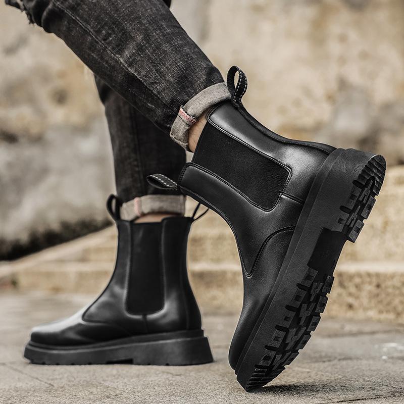 Ботинки Martin мужские 2024 осень новые высокие кожаные ботинки локомотив на толстой подошве для работы на работу британский стиль ботинки Челси прилив